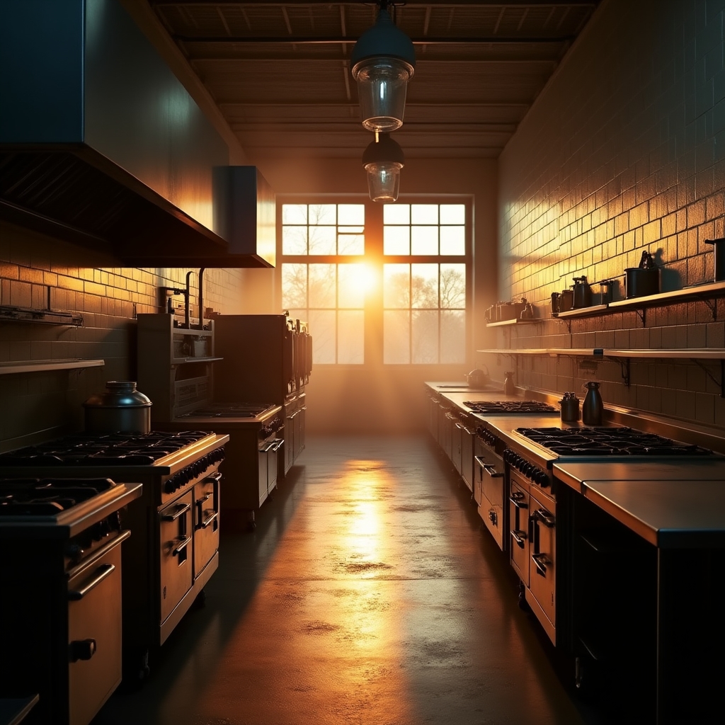 Cocina comercial industrial habilitada con mesadas de acero inoxidable